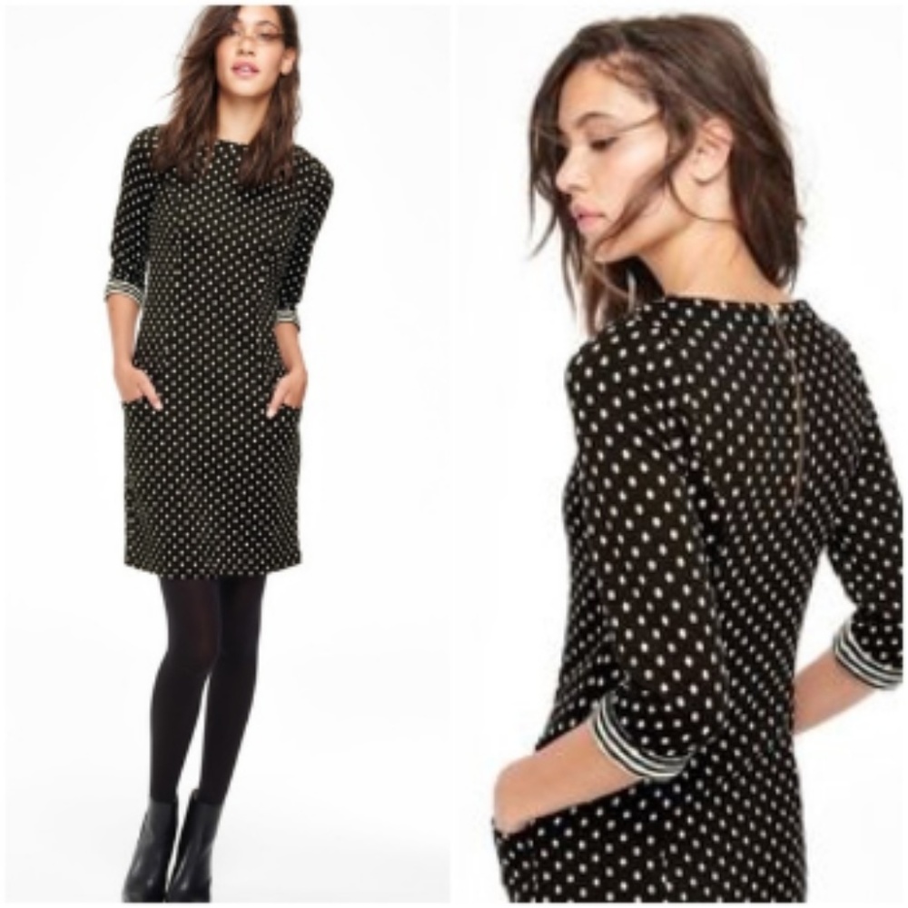 Boden Dotty Shift Dress Black & White Polka Dot 6